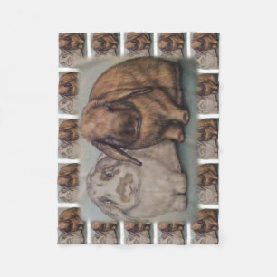 Bunny Drawing Rabbit Animal Art Fleece Blanket