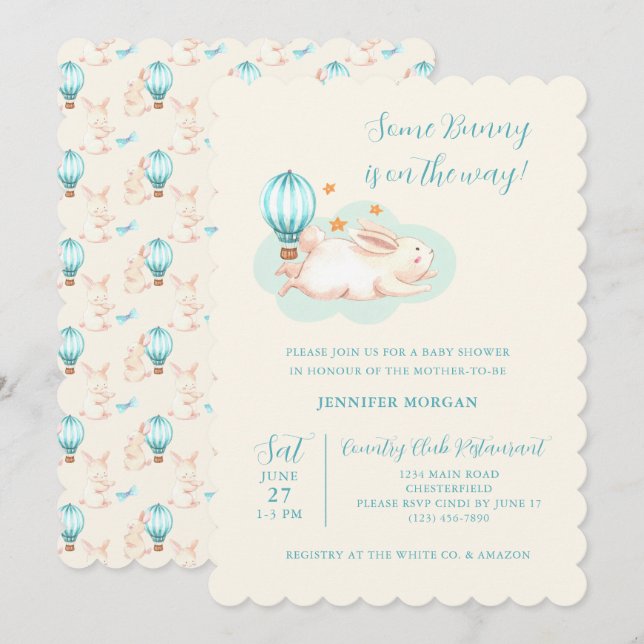  Bunny Dreams Blue Baby Shower invitations (Front/Back)