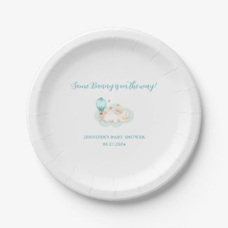 Bunny Dreams blue baby shower  Paper Plate