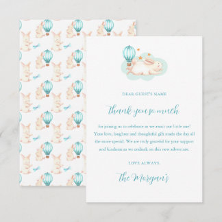 Bunny Dreams blue baby shower Thank You Card