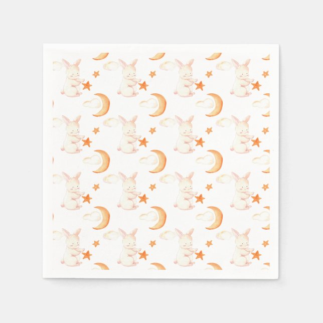 Bunny Dreams Neutral Baby Shower Napkin (Front)