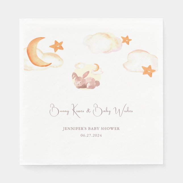 Bunny Dreams Neutral Baby Shower Napkin (Front)