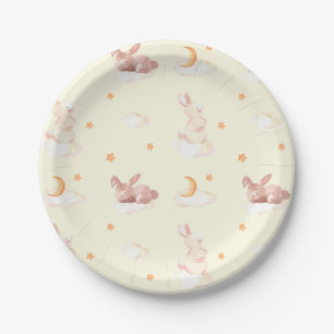 Bunny Dreams Neutral Baby Shower Paper Plate