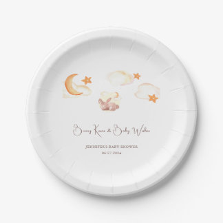 Bunny Dreams Neutral Baby Shower Paper Plate