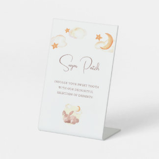 Bunny Dreams Neutral Baby Shower Pedestal Sign