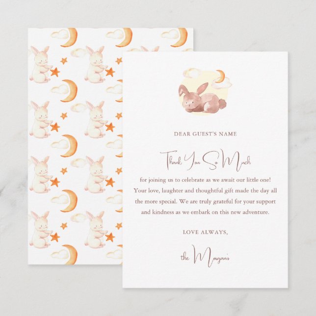 Bunny Dreams Neutral Baby Shower Thank You Card (Front/Back)