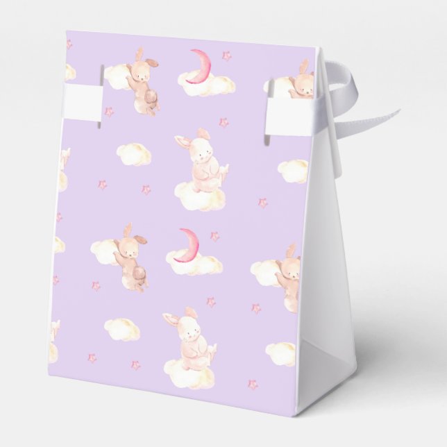 Bunny Dreams Purple Baby Shower  Favour Box (Back Side)