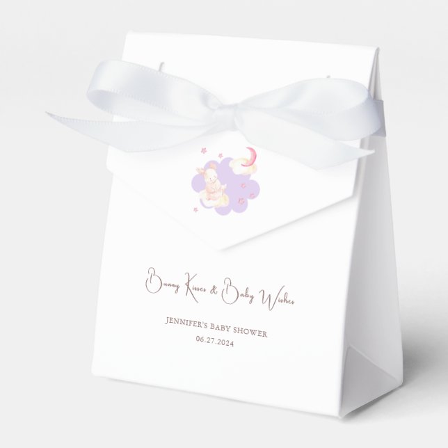 Bunny Dreams Purple Baby Shower  Favour Box (Front Side)