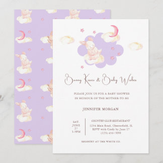Bunny Dreams Purple Baby Shower Invitation