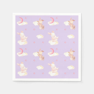 Bunny Dreams Purple Baby Shower Napkin