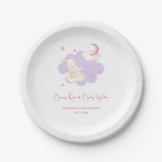 Bunny Dreams Purple Baby Shower  Paper Plate
