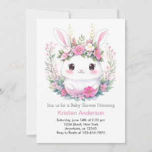 Bunny Dreams Unveiled Girl Baby Shower Invitation