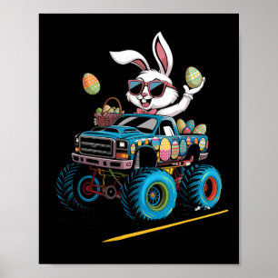 Bunny Driving Monster Truck For Boys Girls Kids Ea Poster