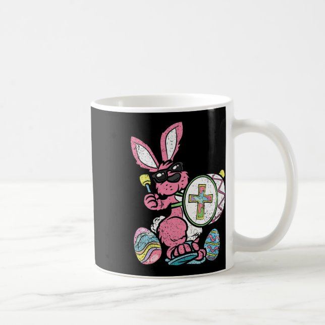Bunny Drummer Easter Egg Hunting Spring Rabbit Jes Coffee Mug (Right)