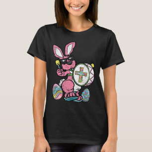 Bunny Drummer Easter Egg Hunting Spring Rabbit Jes T-Shirt
