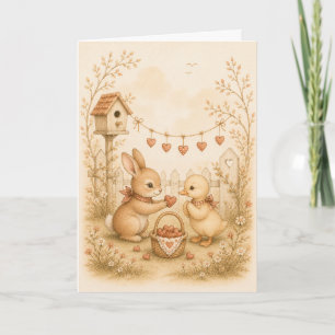 Bunny & Duckling Watercolor Greeting Card