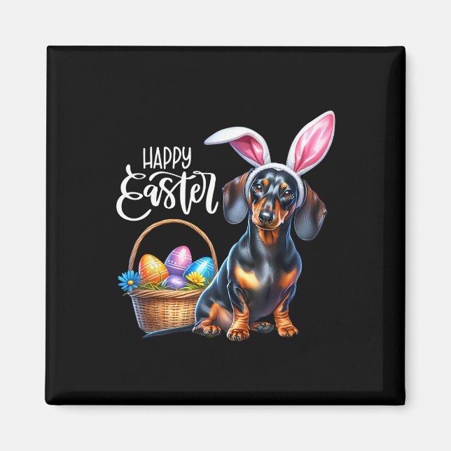 Bunny Ear Dachshund Dog Easter Eggs Happy Easter D Magnet (Front)