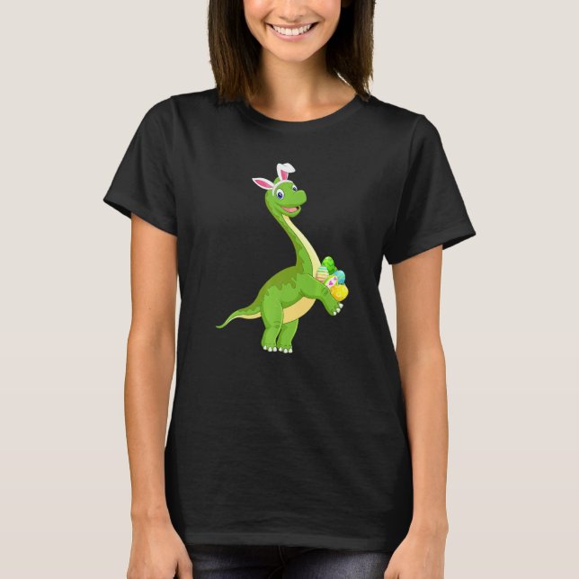 Bunny Ear Dinosaur Easter Egg Hunting Dinosaur Eas T-Shirt (Front)