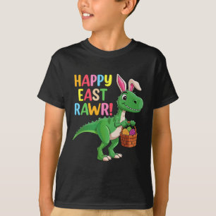 Bunny Ear Dinosaur Happy Easter Egg Hunt Boys Girl T-Shirt