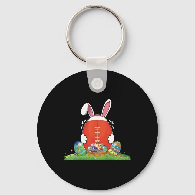 Bunny Ears American Footll Happy Easter  Key Ring (Front)
