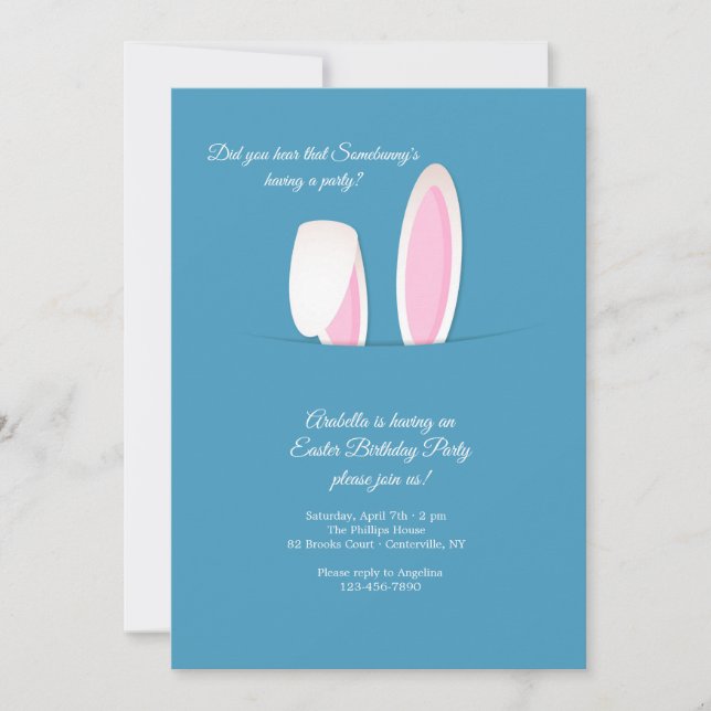 Bunny Ears Easter Birthday Party Invitation (Front)
