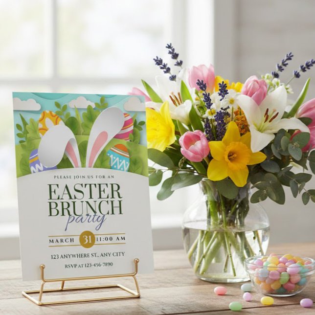 Bunny Ears Easter Brunch – Egg Brunch Party Postcard (Creator Uploaded)
