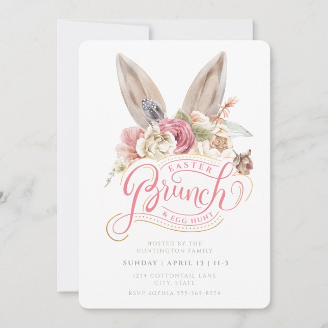 Bunny Ears | Easter Brunch & Egg Hunt Invitation (Front)