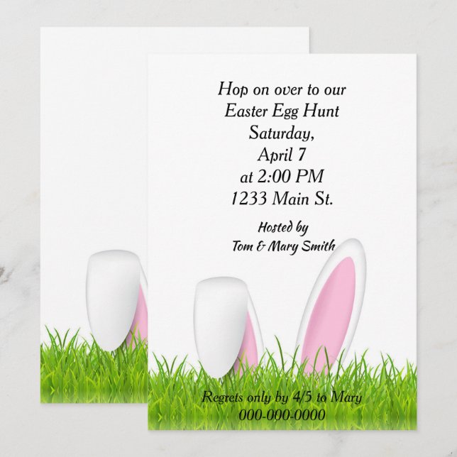 Bunny Ears Easter Egg Hunt Invitation (Front/Back)