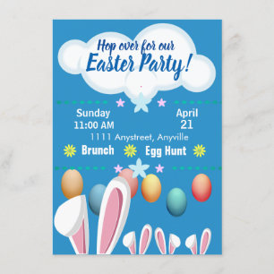 Bunny Ears Easter Party Custom Invitation