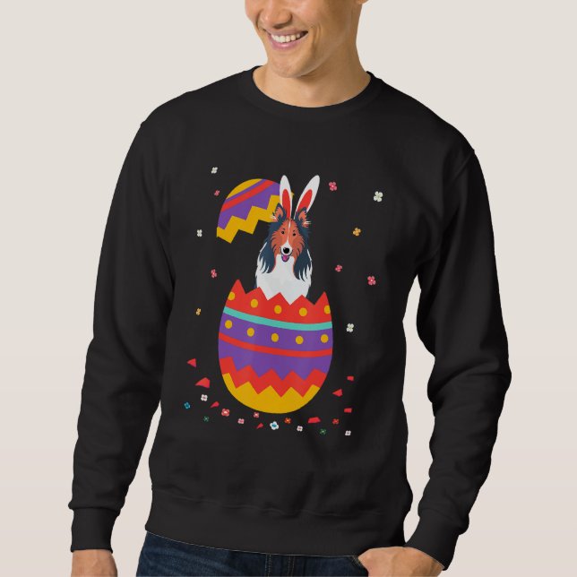 Bunny Ears Eggs Costume Easter Day Graphic Rough C Sweatshirt (Front)