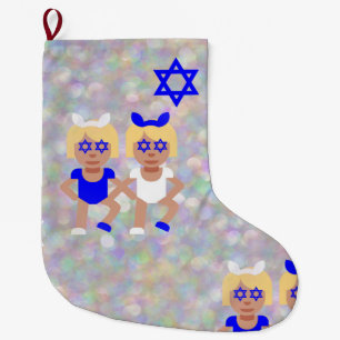 bunny ears hanukkah emoji large christmas stocking