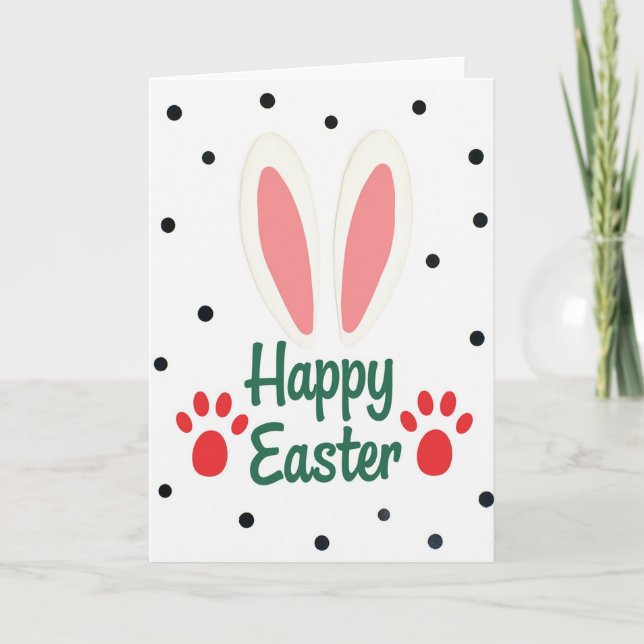 Bunny Ears Happy Easter Card (Front)