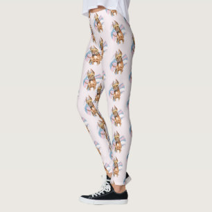 "Bunny Ears" Pit Bull Dog Watercolor Painting Leggings