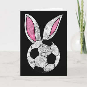 Bunny Ears Soccer Happy Easter Boys Girls Card
