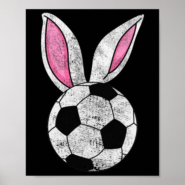 Bunny Ears Soccer Happy Easter Boys Girls  Poster (Front)