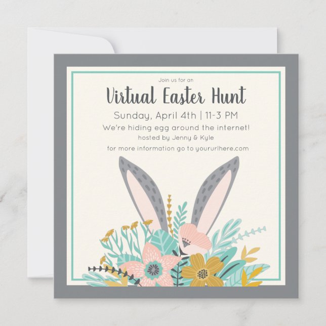 Bunny Ears Virtual Easter Invitation (Front)