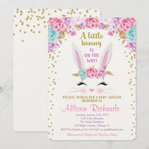 Bunny easter baby shower invitation girl