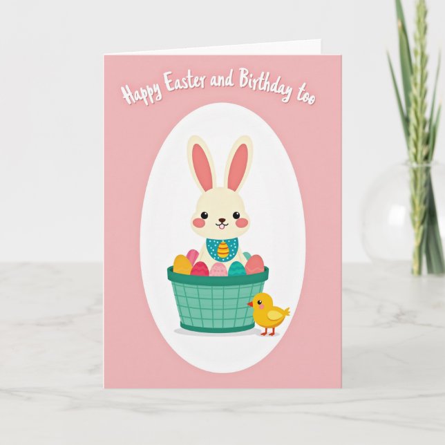 Bunny Easter Birthday Fun Card (Front)
