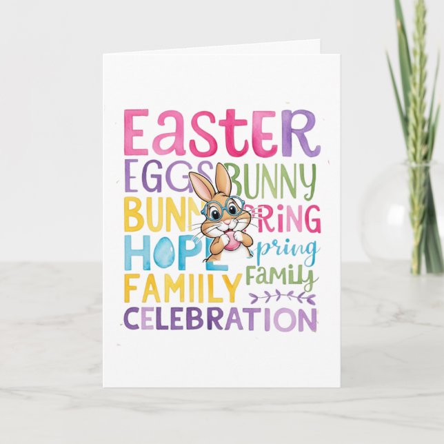 Bunny Easter Card , Personalised Easter funnyBunny (Front)