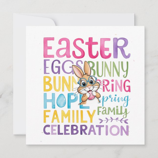 Bunny Easter Card , Personalised Easter funnyBunny (Front)