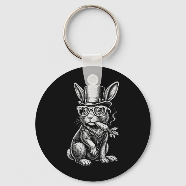 Bunny Easter Carrot Like A Cigarette Funny Easter  Key Ring (Front)