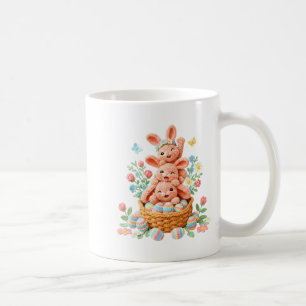 Bunny easter day yarn crochet cute rabbit face egg coffee mug