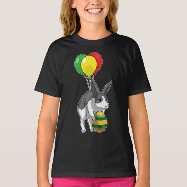 Bunny Easter Easter egg Balloons T-Shirt (Front)