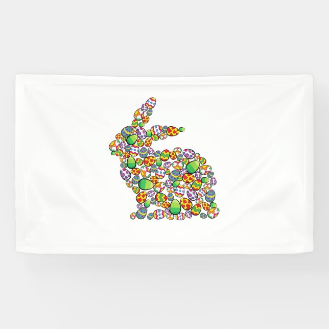 Bunny Easter Egg Hunting Cute Rabbit Spring  Banner (Horizontal)