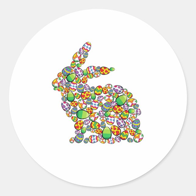 Bunny Easter Egg Hunting Cute Rabbit Spring  Classic Round Sticker (Front)