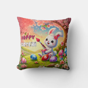 Bunny Easter Egg Painter Cushion