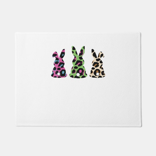 Bunny Easter Leopard Plaid Buffalo Rabbit Easter D Doormat (Front)