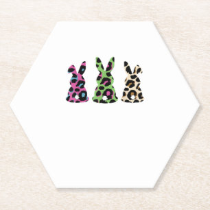 Bunny Easter Leopard Plaid Buffalo Rabbit Easter D Paper Coaster