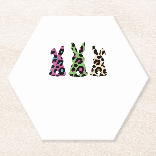 Bunny Easter Leopard Plaid Buffalo Rabbit Easter D Paper Coaster (Front)
