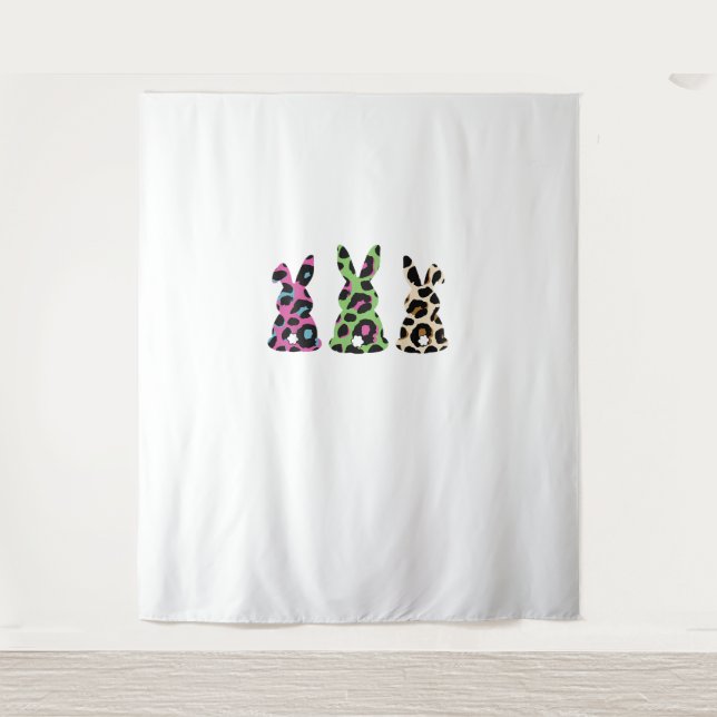 Bunny Easter Leopard Plaid Buffalo Rabbit Easter D Tapestry (Front)